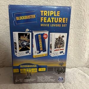 Blockbuster Triple Feature! Movie Lovers Puzzle Set and Game NIB